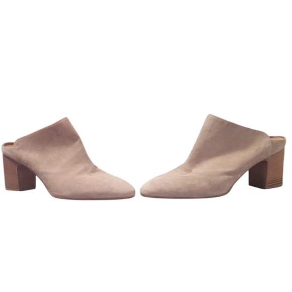 Aquatalia Elisabetta Slip-on Suede Block Heel Mule Booties - 10.5 - Tan - Picture 5 of 12